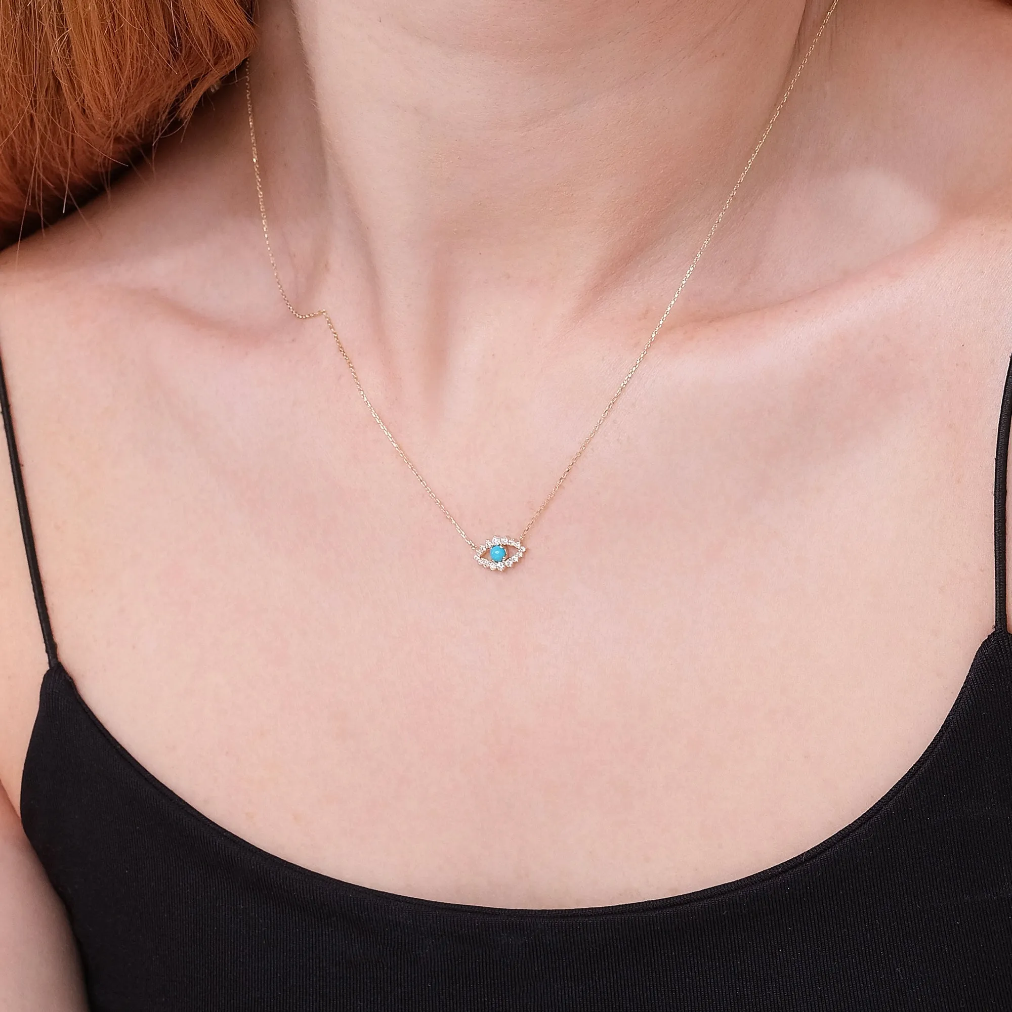 Turquoise Eye Diamond Necklace, Sansa SARAHELISE