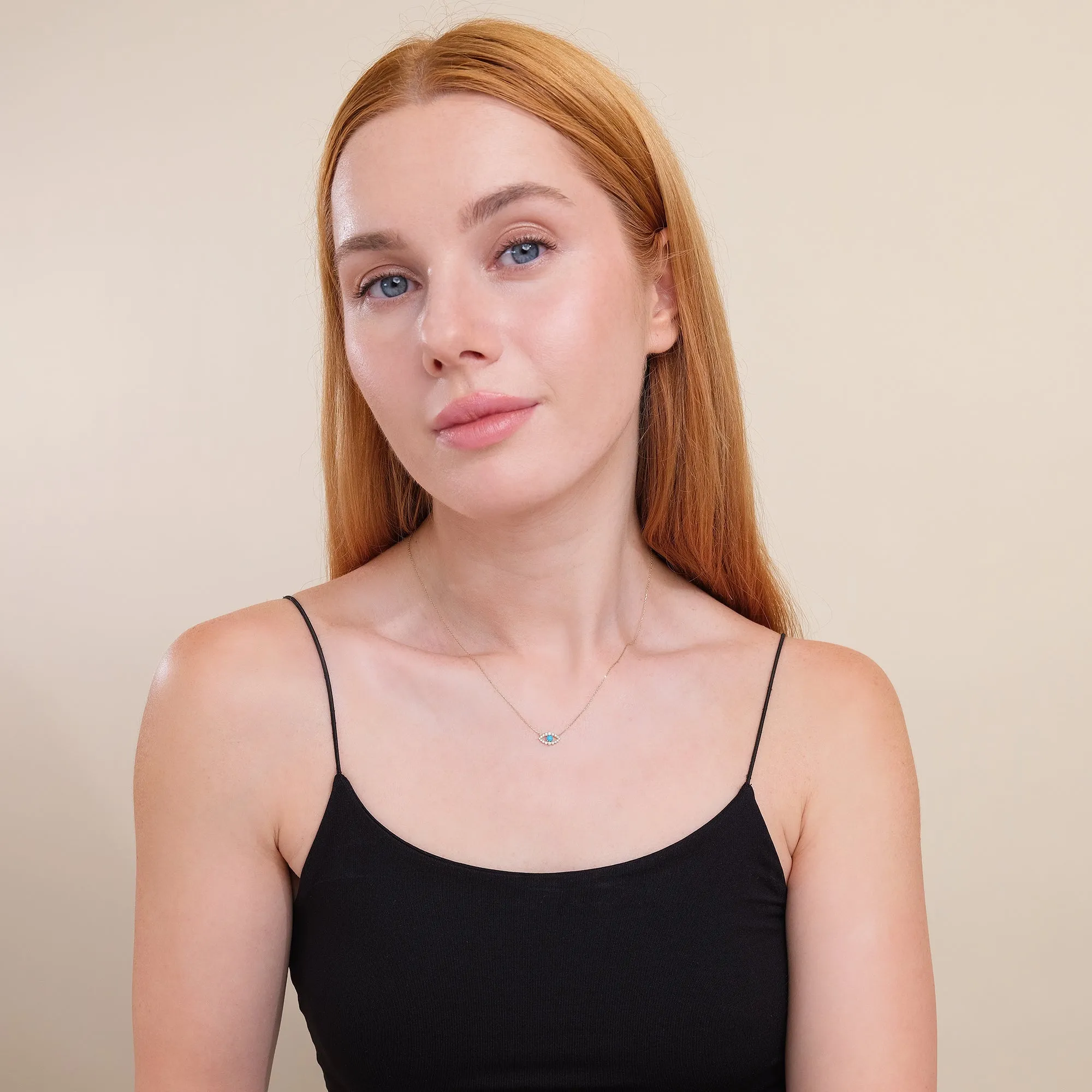 Turquoise Eye Diamond Necklace, Sansa SARAHELISE