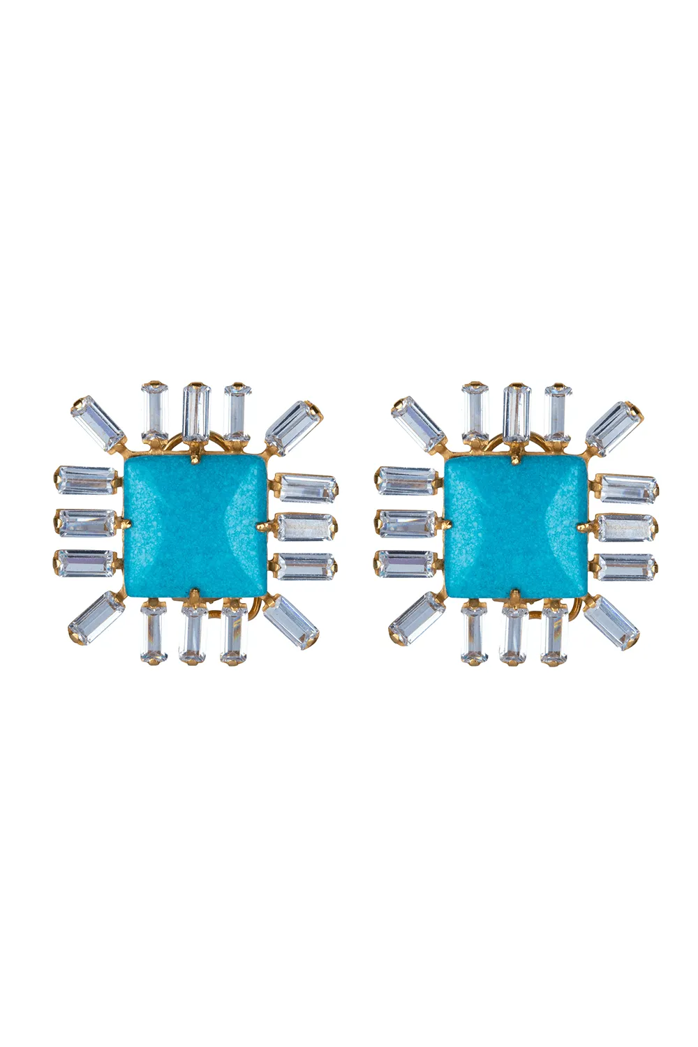 Turquoise Square Button Earrings