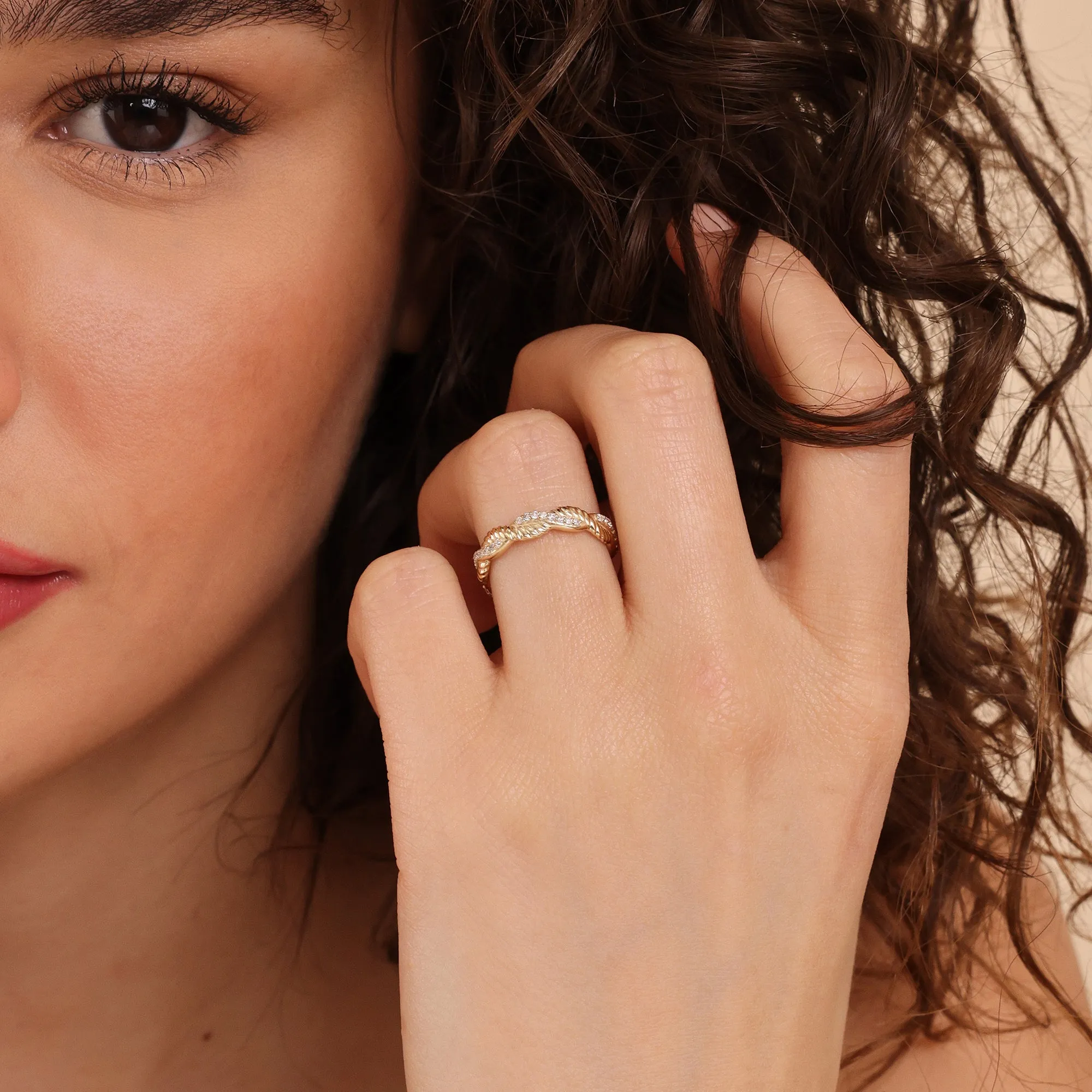 Twisted Rope Design Diamond Eternity Ring, Astra SARAHELISE