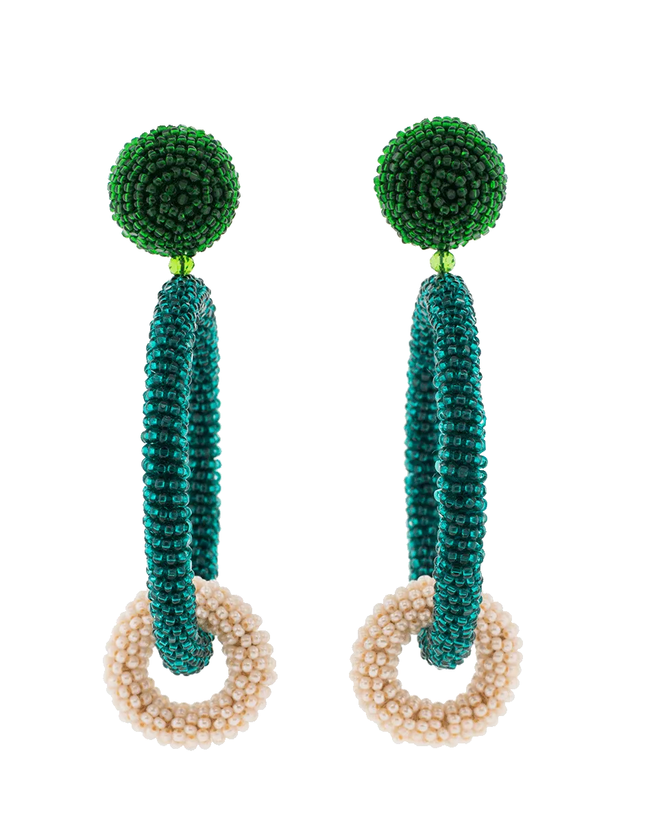 Two Tone Double Hoop Beaded Earrings
