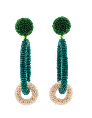 Two Tone Double Hoop Beaded Earrings