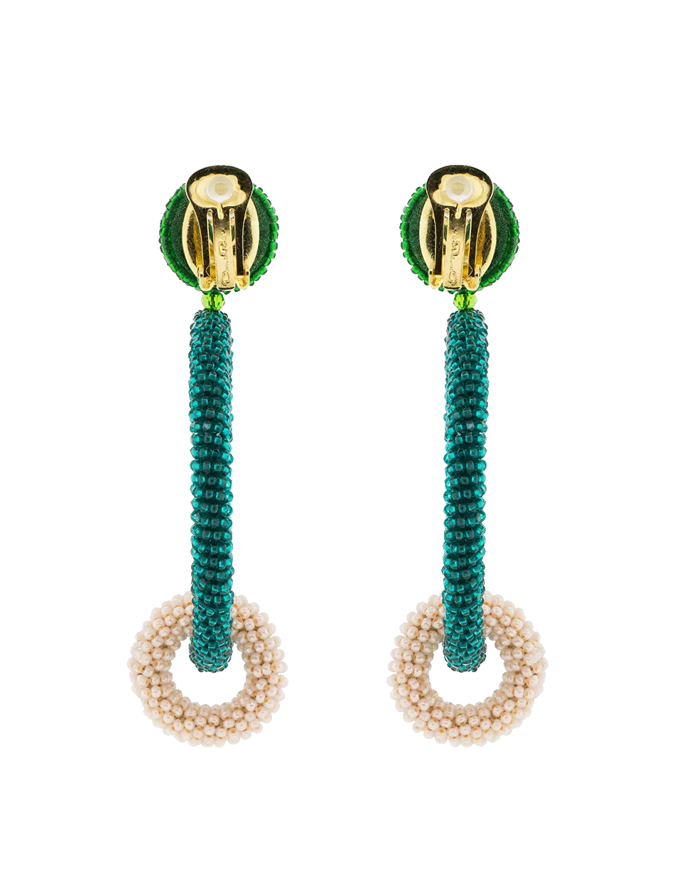 Two Tone Double Hoop Beaded Earrings