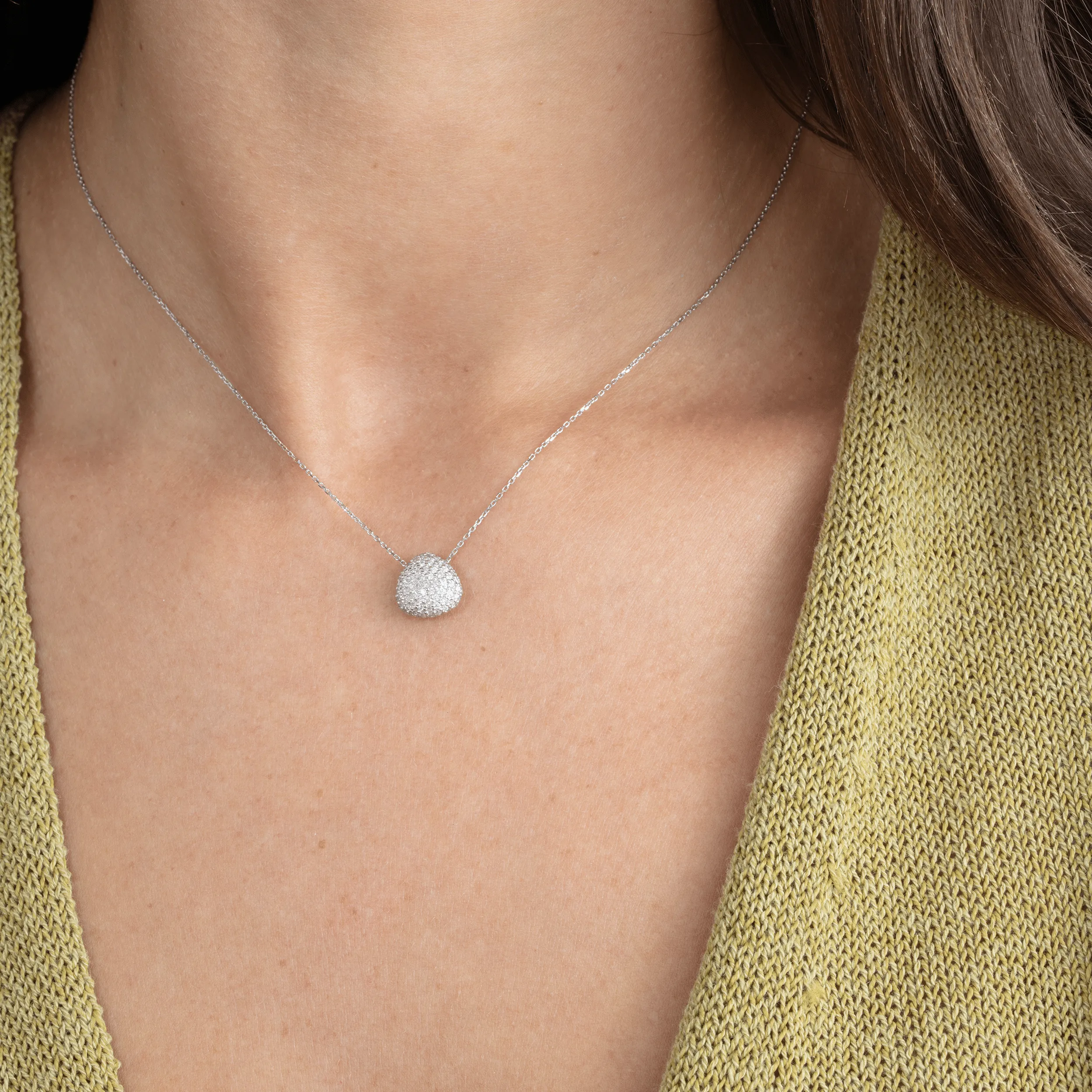 Unique Pave Diamond Pendant Necklace, Gita SARAHELISE