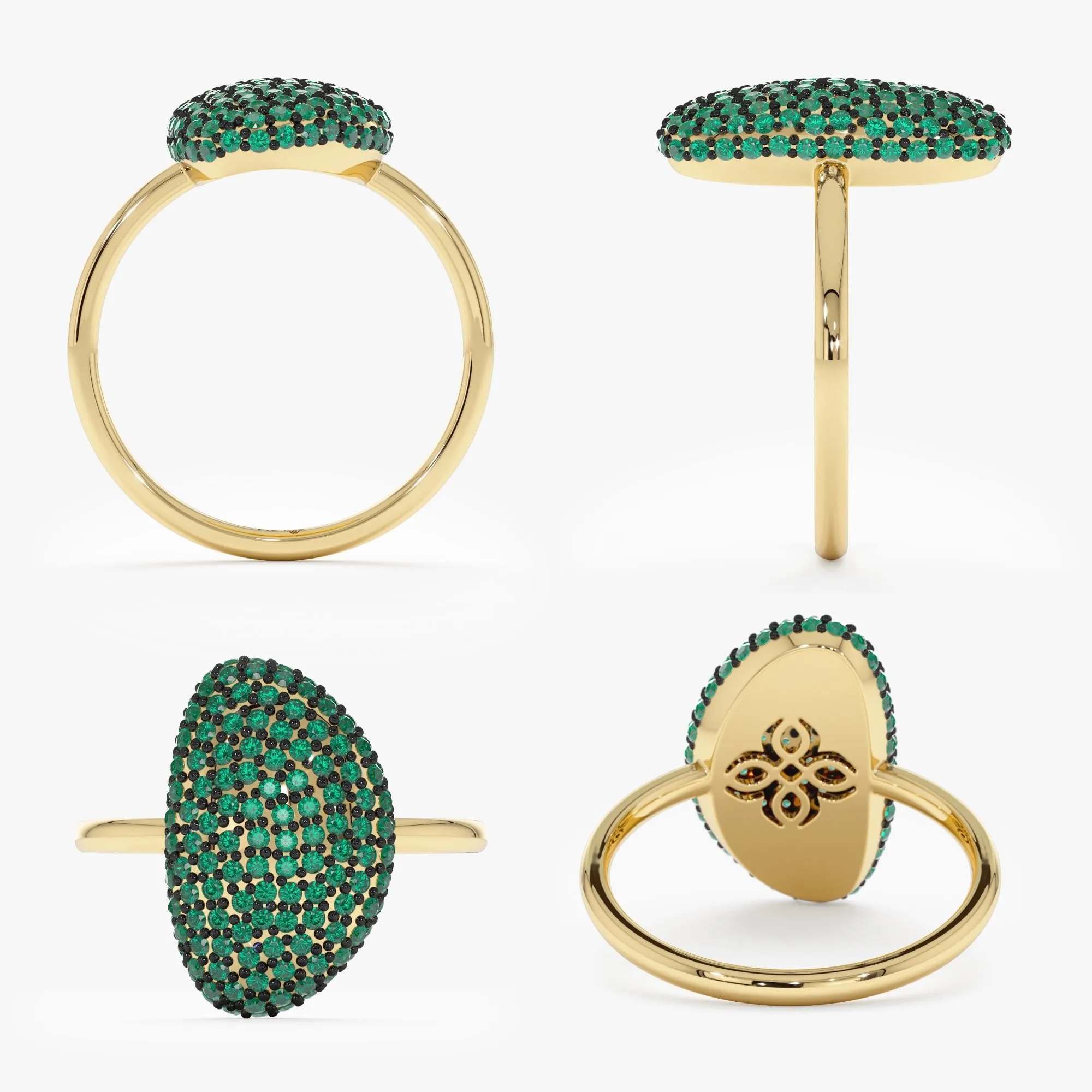 Unique Pave Emerald Ring, Rahma SARAHELISE