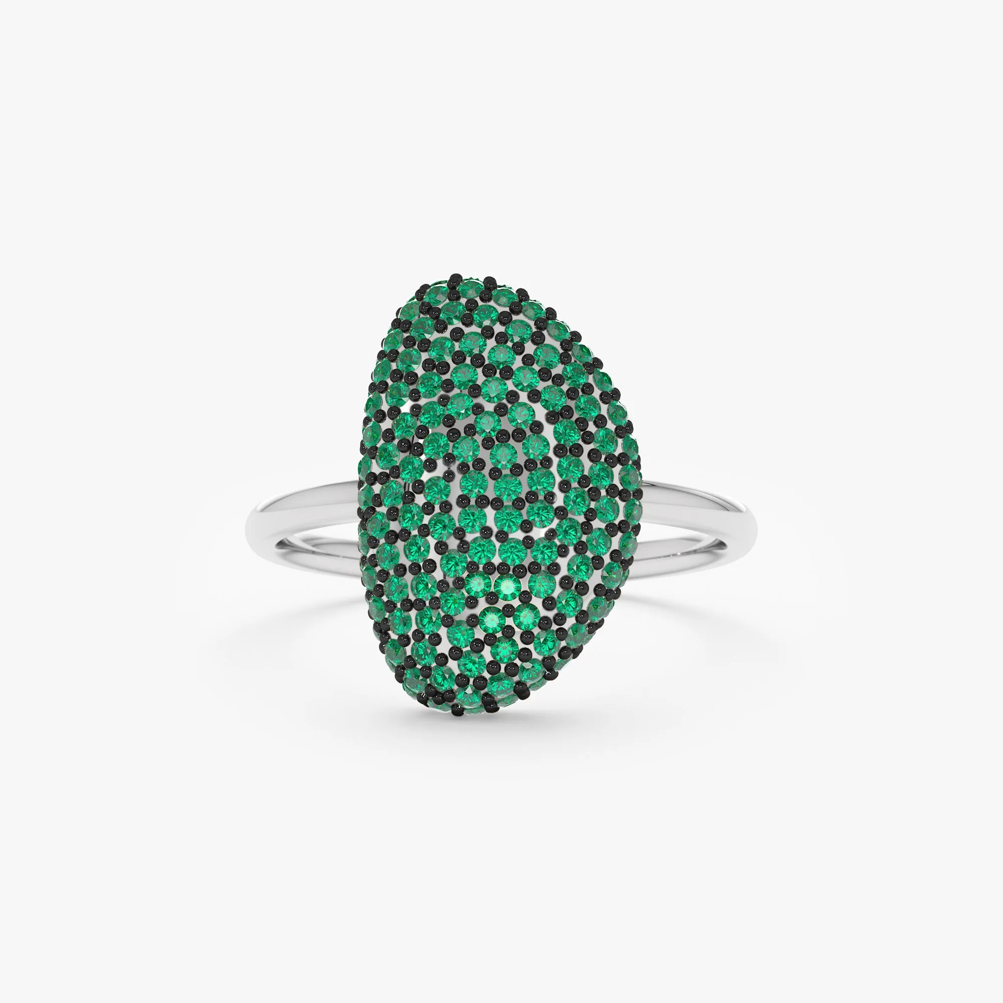 Unique Pave Emerald Ring, Rahma SARAHELISE