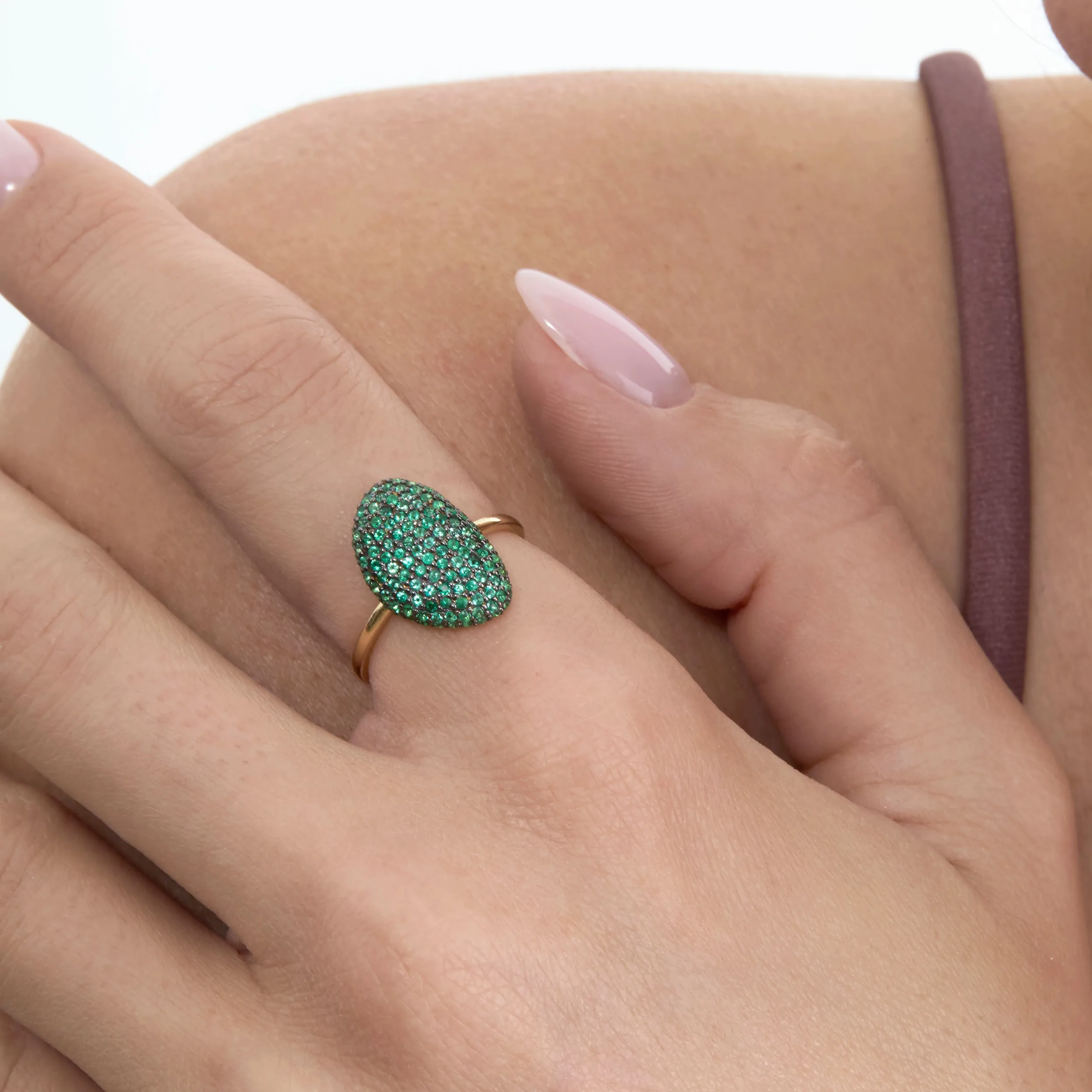 Unique Pave Emerald Ring, Rahma SARAHELISE