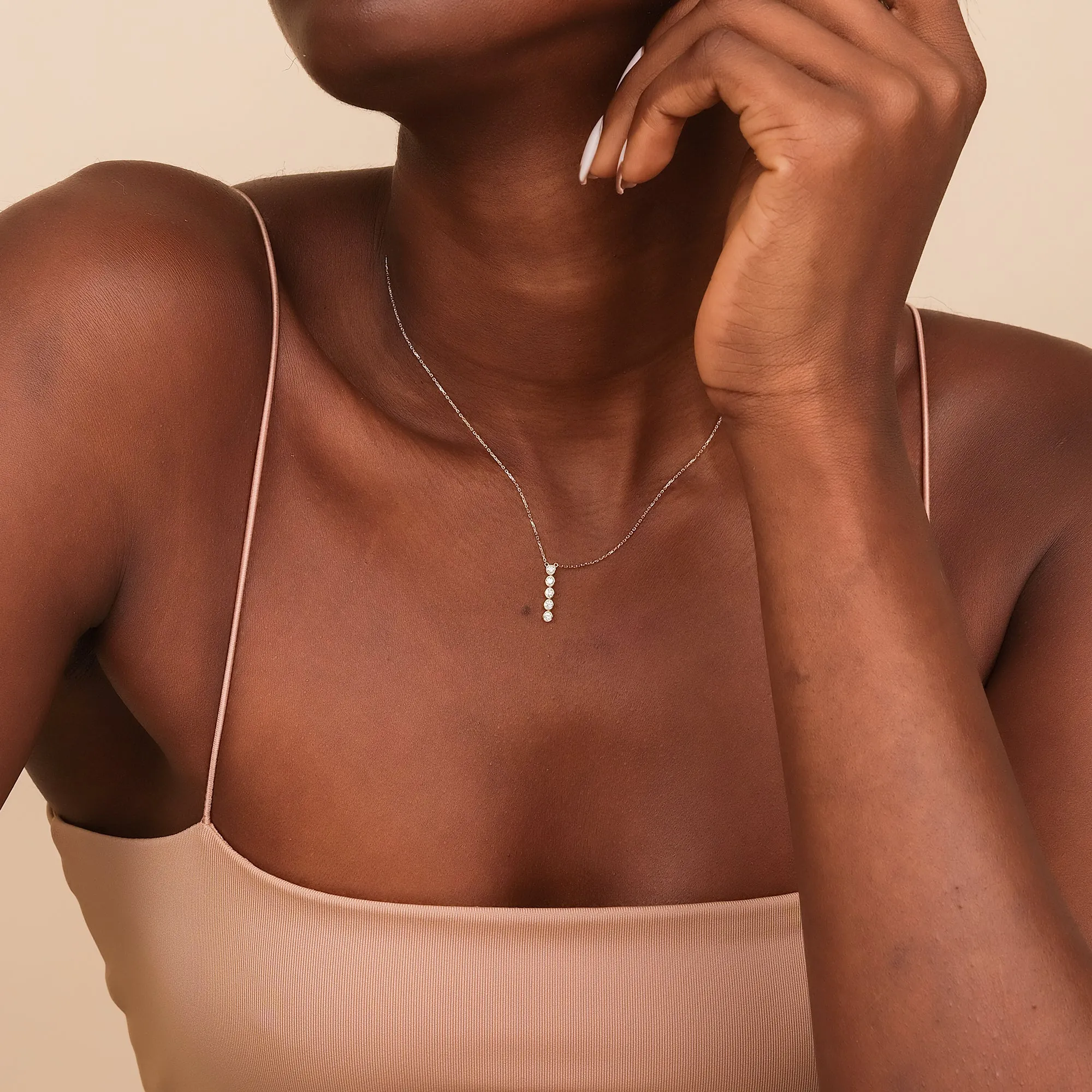 Vertical Diamond Bezel Bar Necklace, Camila SARAHELISE