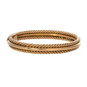Victorian Rope Edge 15K Yellow Gold Bangle