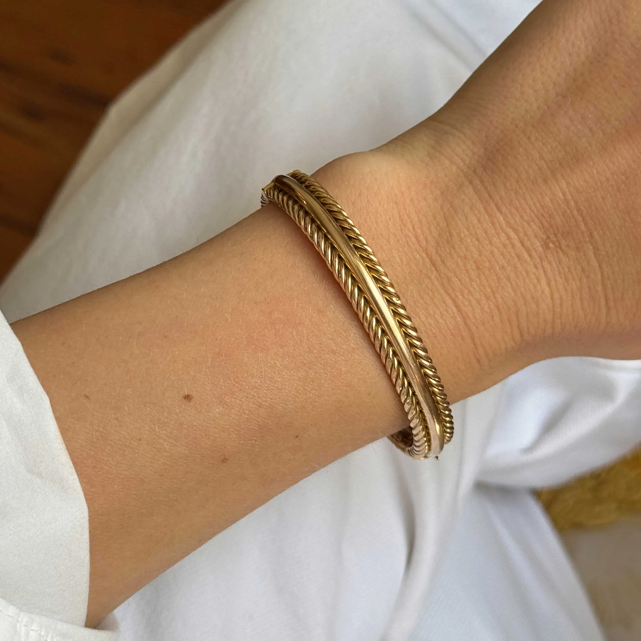 Victorian Rope Edge 15K Yellow Gold Bangle