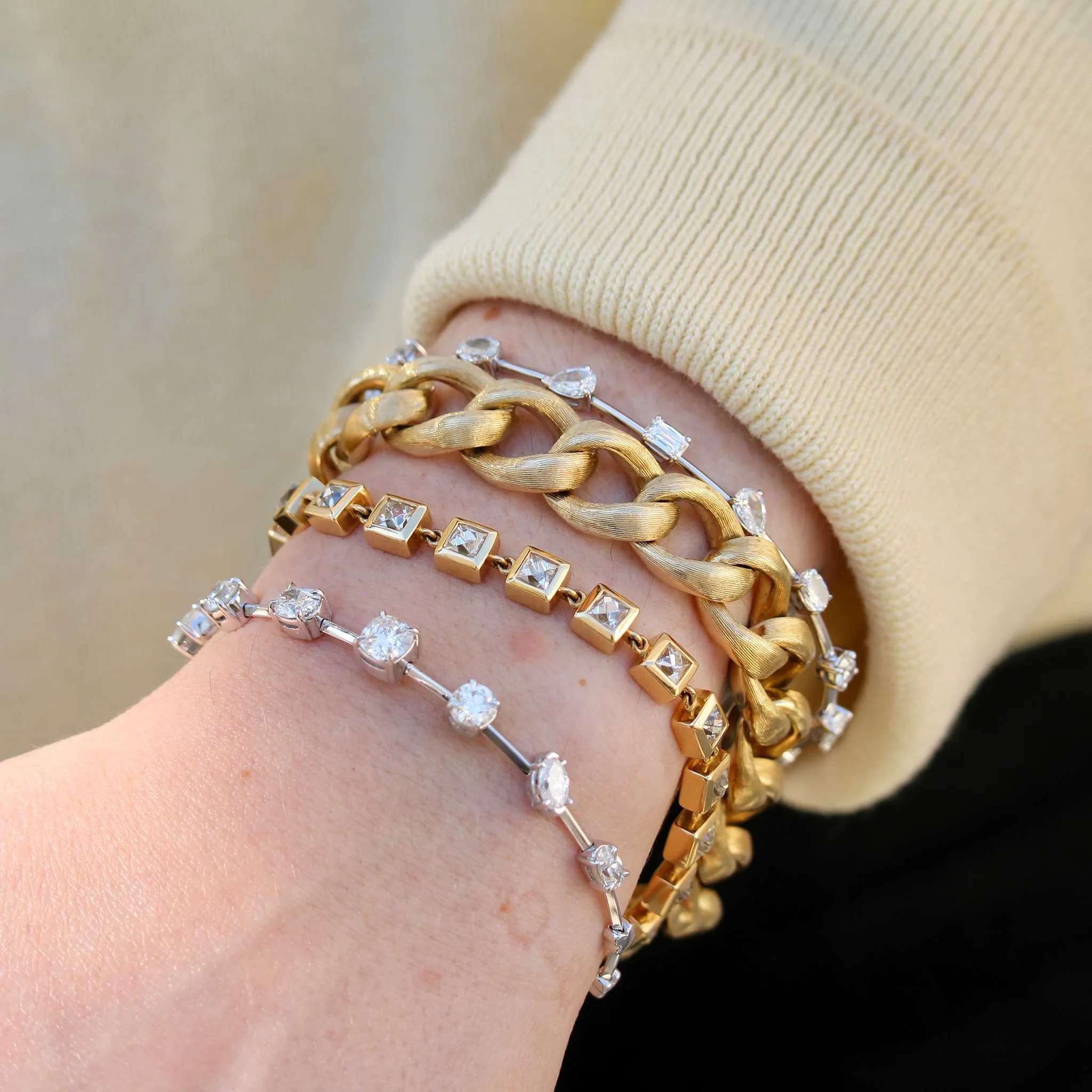 Vintage 14K Yellow Gold Brushed Curb Link Bracelet