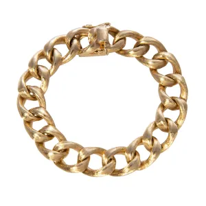 Vintage 14K Yellow Gold Brushed Curb Link Bracelet