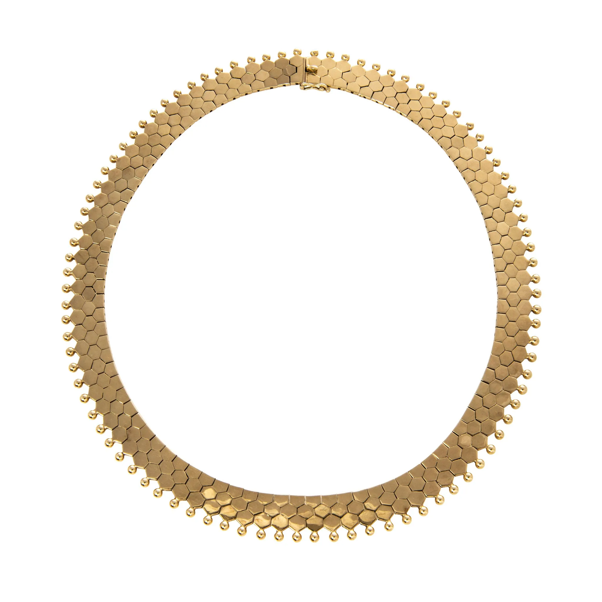 Vintage 14K Yellow Gold Hexagonal Collar Necklace Croghans