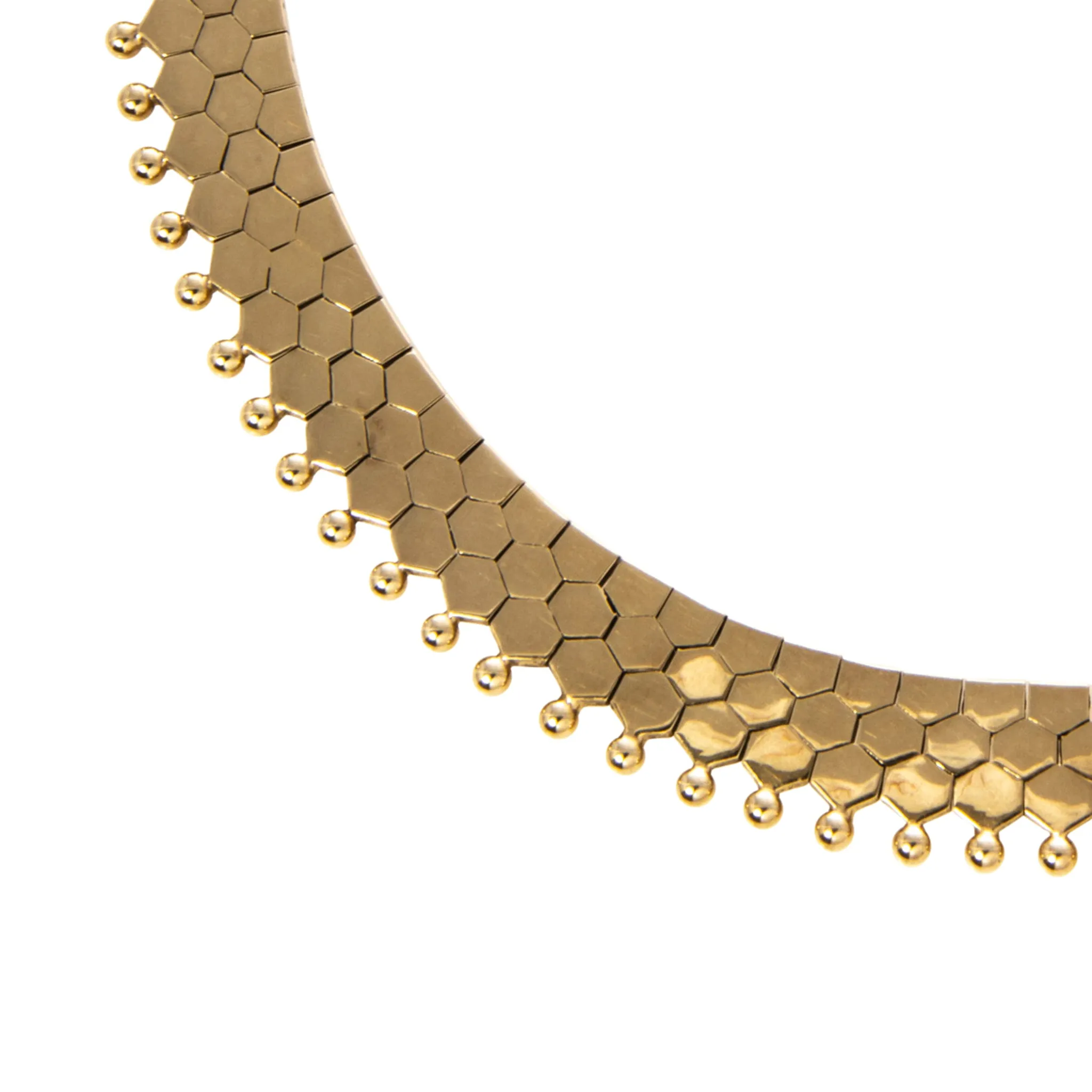Vintage 14K Yellow Gold Hexagonal Collar Necklace Croghans
