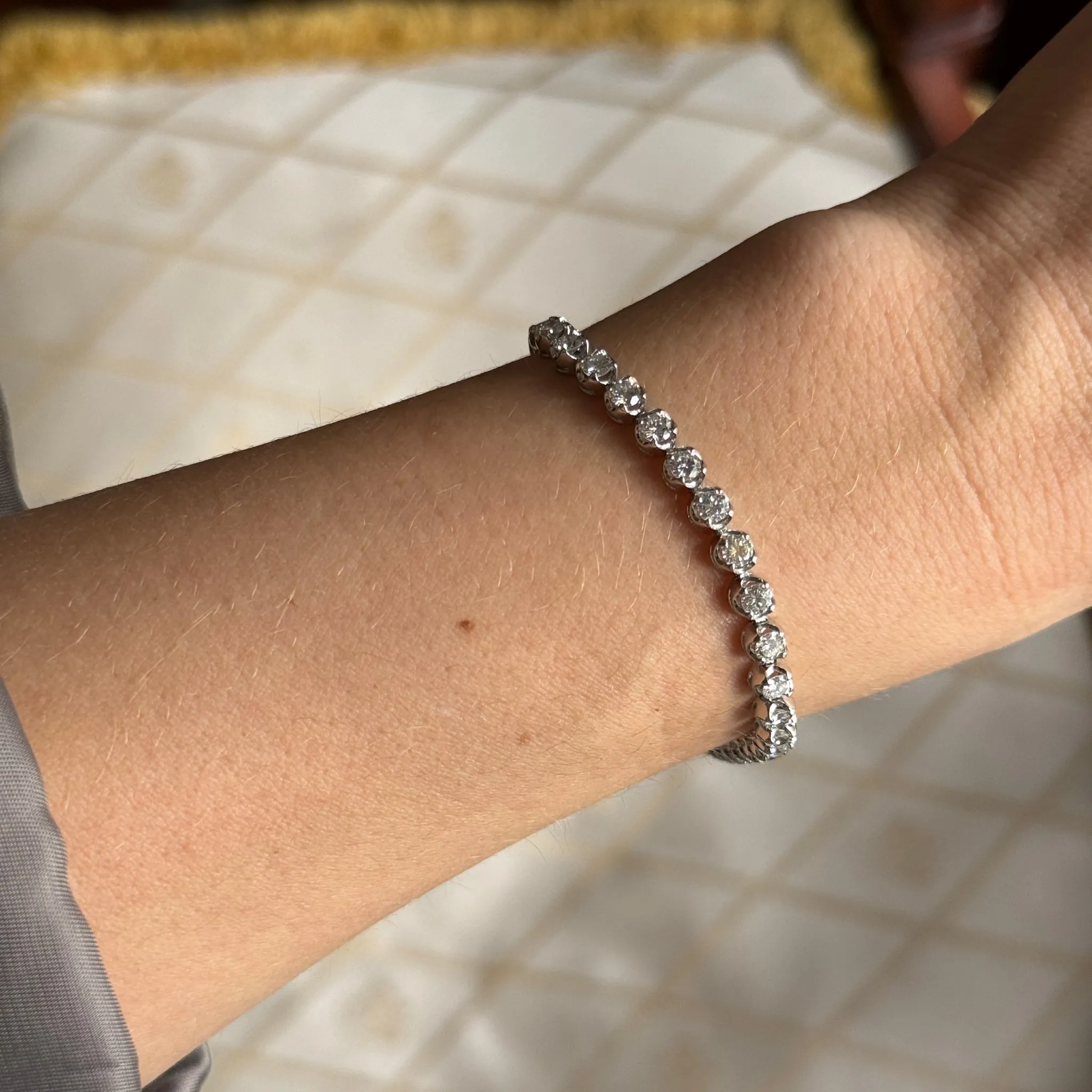 Vintage 5ctw Round Brilliant Diamond Platinum Tennis Bracelet