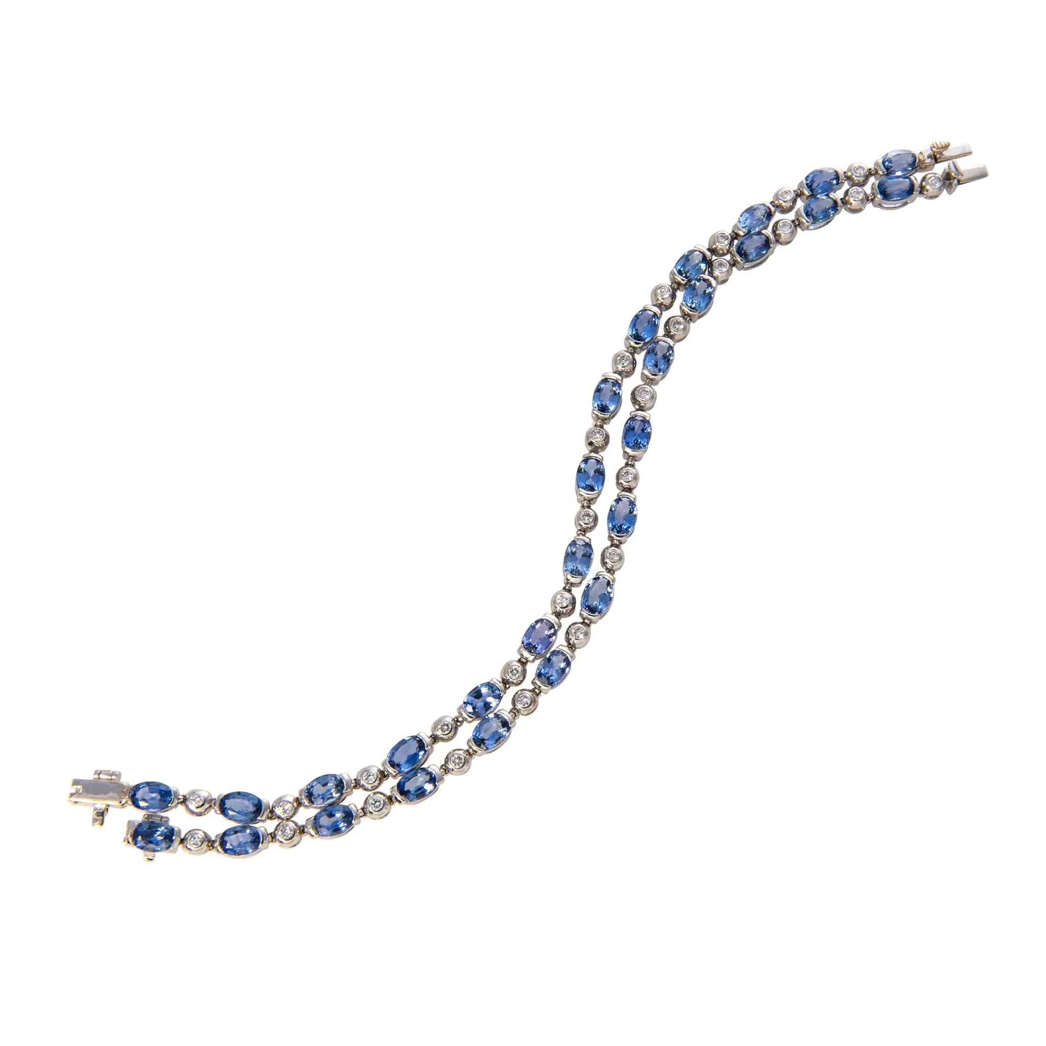 Vintage 6.16ctw Oval Sapphire & .42ctw Diamond 18K Gold Bracelet
