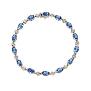 Vintage 6.16ctw Oval Sapphire & .42ctw Diamond 18K Gold Bracelet