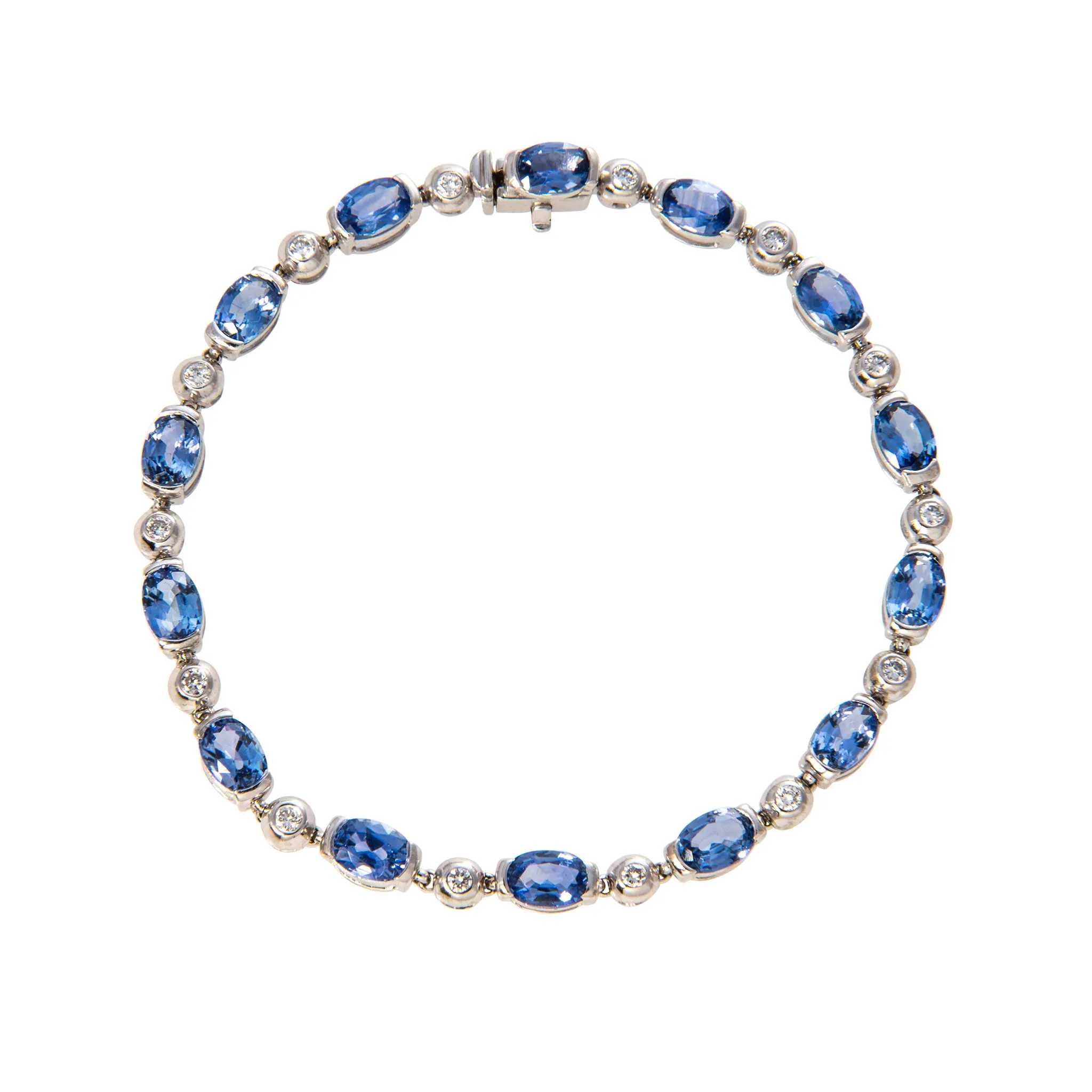 Vintage 6.16ctw Oval Sapphire & .42ctw Diamond 18K Gold Bracelet