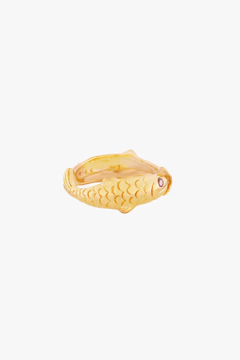 Vintage Fish Ring Gold Plated Wildthings Collectables