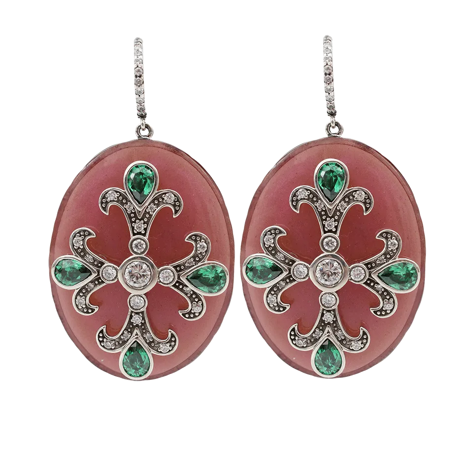 White and Emerald Cubic Zirconia Earrings