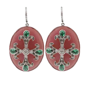 White and Emerald Cubic Zirconia Earrings