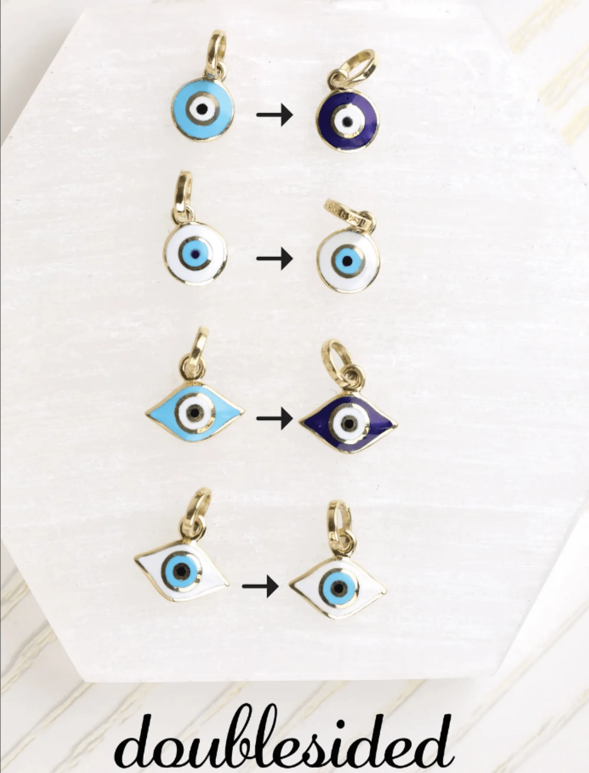 White Enamel Evil Eye Charm, Lucinda SARAHELISE