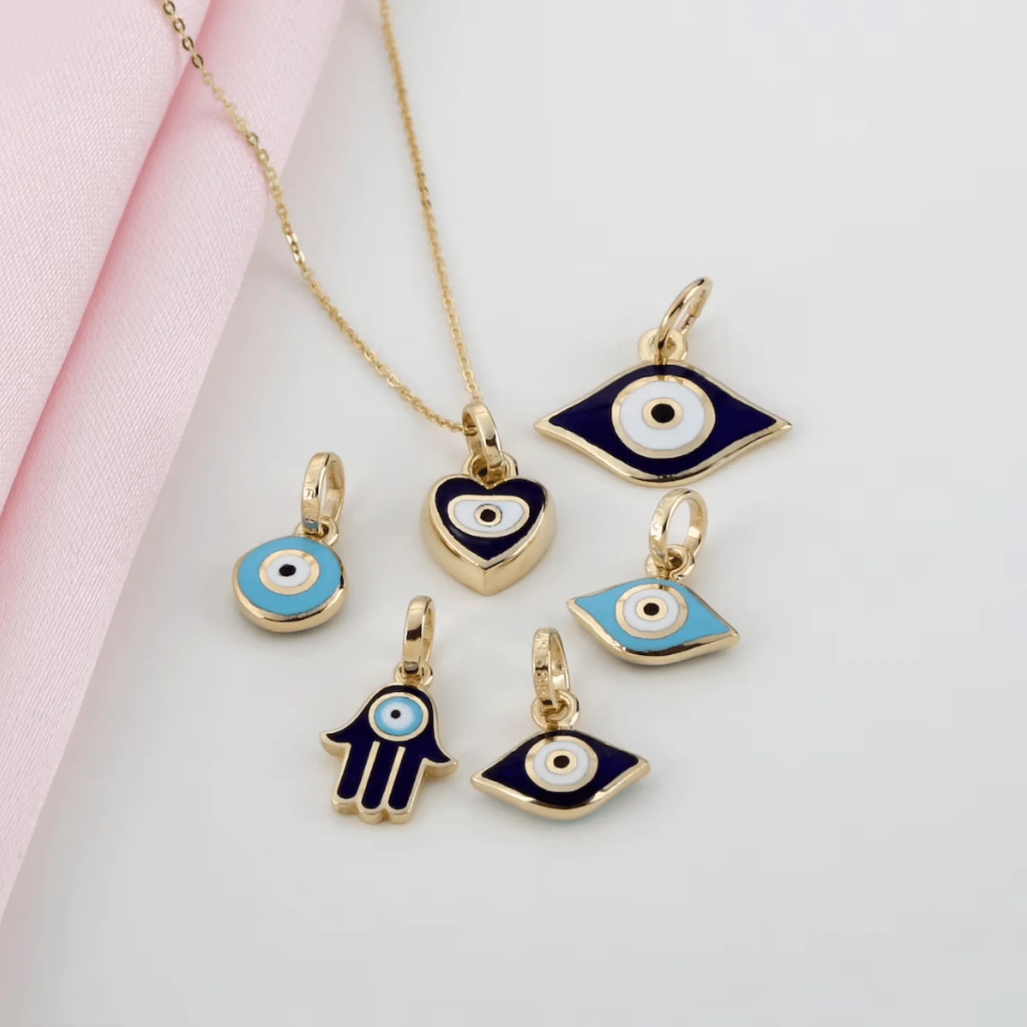 White Enamel Evil Eye Charm, Lucinda SARAHELISE