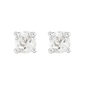 White Topaz 14K White Gold 4mm Stud Earrings Croghans
